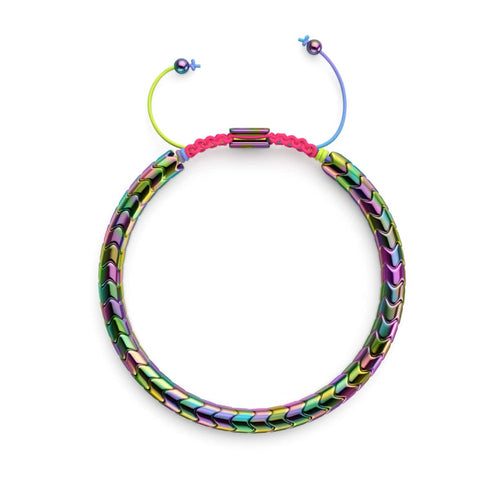 Serpentin | Regenbogen-Hämatit x Spektrum x Einhorn-Silber | Wellenarmband